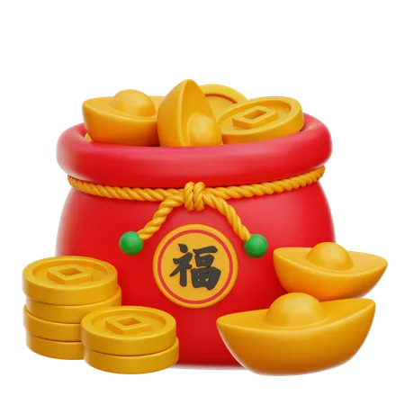 Coin and Gold Sack  3D Icon