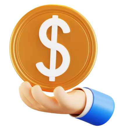 3 D Coin And Hand Illustration 3D Icon