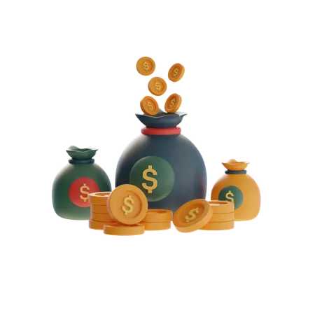 Coin Bags  3D Icon