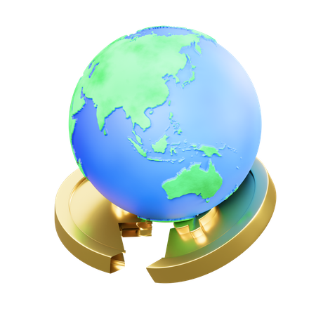 Coin Break Globe  3D Icon