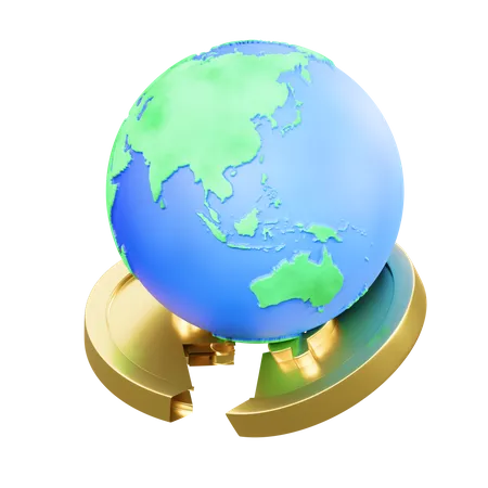 Coin Break Globe  3D Icon