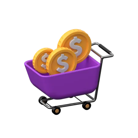 Coin Cart 3 D Icon Representing Transportation Or Storage Of Coins Symbolizing Financial Transactions Commerce And Currency Circulation 3D Icon