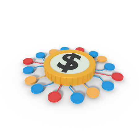 Coin dollar network  3D Icon