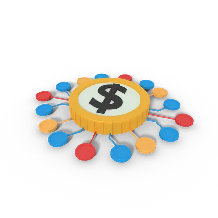 Coin dollar network 3D Icon