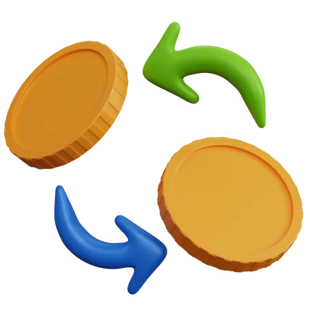 3 D Rendering Two Coin And Two Arrow Isolated 3D Icon
