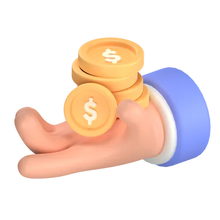 Holding Coin On Hand 3D Icon