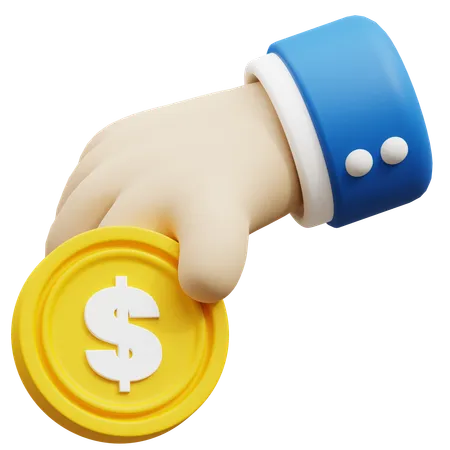 Coin holding hand gesture  3D Icon