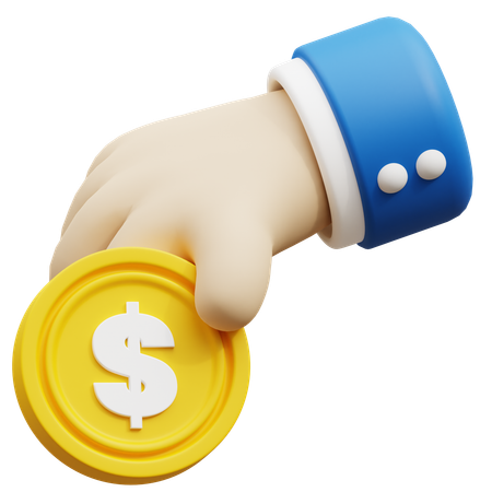 Coin holding hand gesture  3D Icon