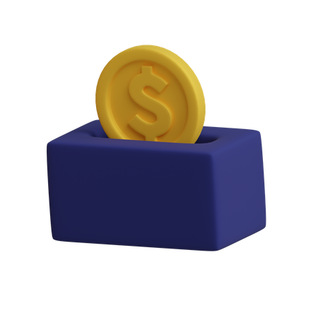 Coin In Box  3D Icon