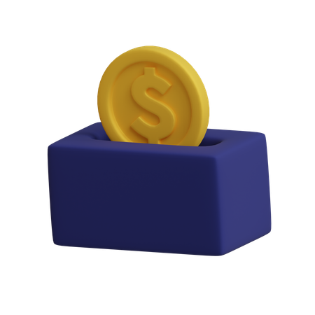 Coin In Box  3D Icon