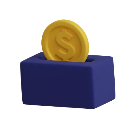 Coin In Box  3D Icon