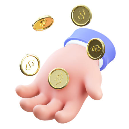 Coin in hand  3D Icon