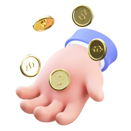 Coin in hand  3D Icon