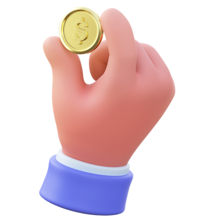 Coin in hand  3D Icon