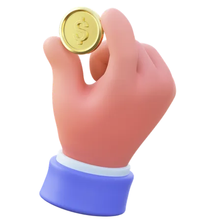 Coin in hand  3D Icon