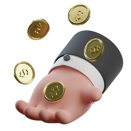 Coin In Hand  3D Icon