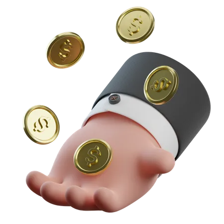 Coin In Hand  3D Icon