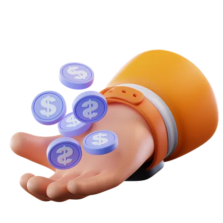 Coin In Hand  3D Icon