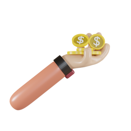 Coin In Hand  3D Icon