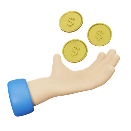Coin in Hand  3D Illustration