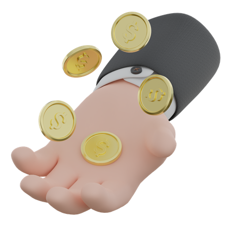 Coin In Hand  3D Icon