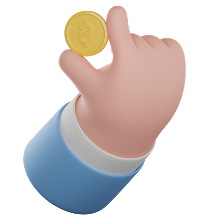 Coin in hand gesture 3D Icon