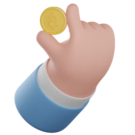Coin in hand gesture 3D Icon