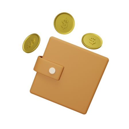Coin in Wallet 3D Illustration