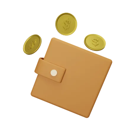 Coin in Wallet  3D Illustration