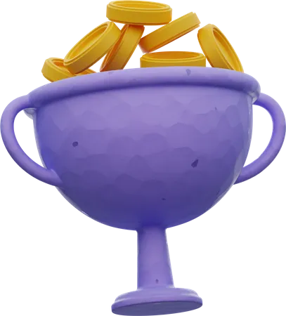 Coin In Winner Cup  3D Illustration