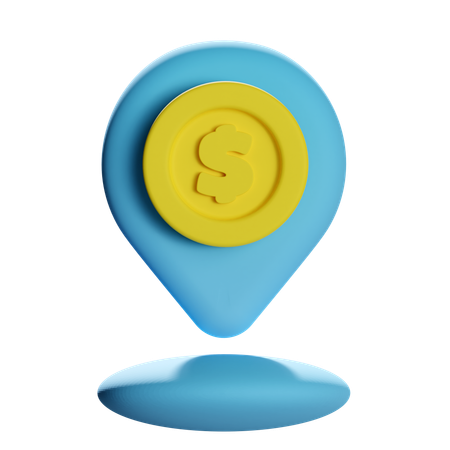 Coin Location Pin  3D Icon