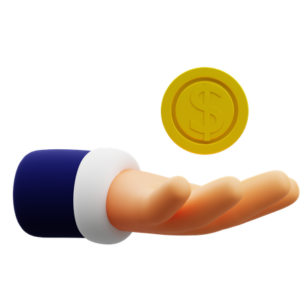 Coin on a Hand  3D Icon