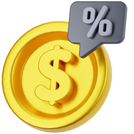 Coin percent  3D Icon