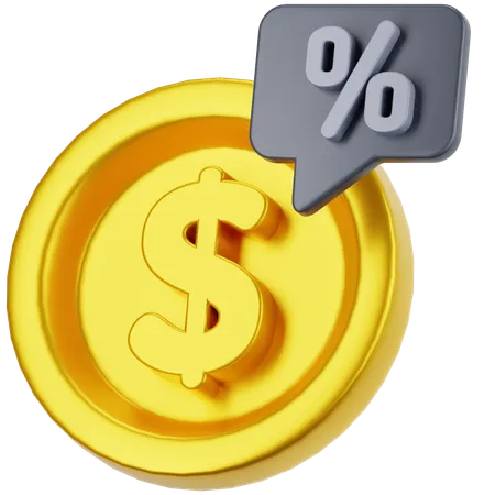 Coin percent  3D Icon