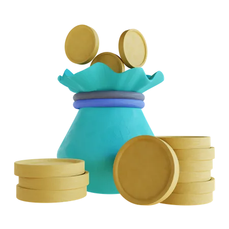 Coin Pouch 3D Illustration