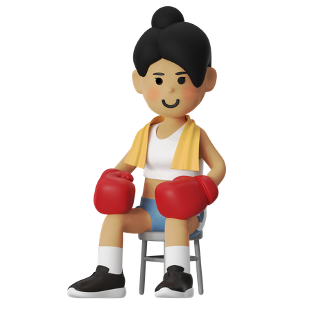 Coin repos fille boxe  3D Illustration