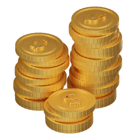 A Realistic 3 D Icon Showing Stacks Of Shiny Gold Coins With Dollar Signs Illustrating Wealth Financial Savings Or Investment Growth 3D Icon