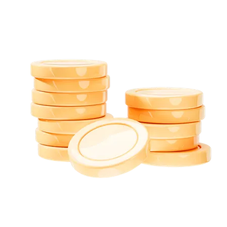 Stack Of Golden Coins Isolated On White Icon 3D Icon