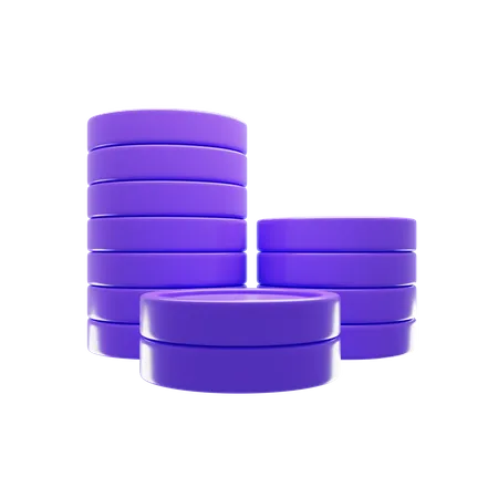 3 D Coin Stacks With Purple Color 3D Icon