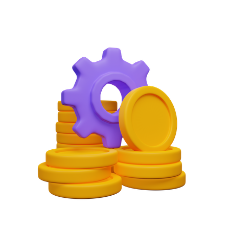 Coin With Gear  3D Icon