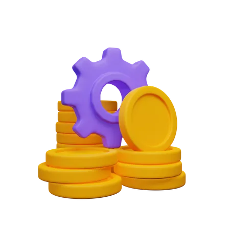 Coin With Gear  3D Icon