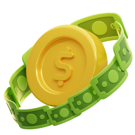 Coin with Money  3D Icon