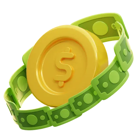 Coin with Money  3D Icon