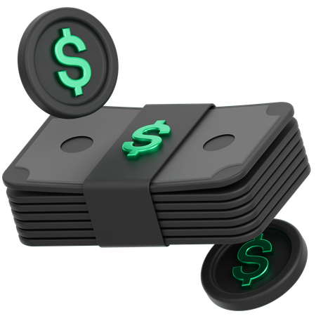 Coin With Mony  3D Icon