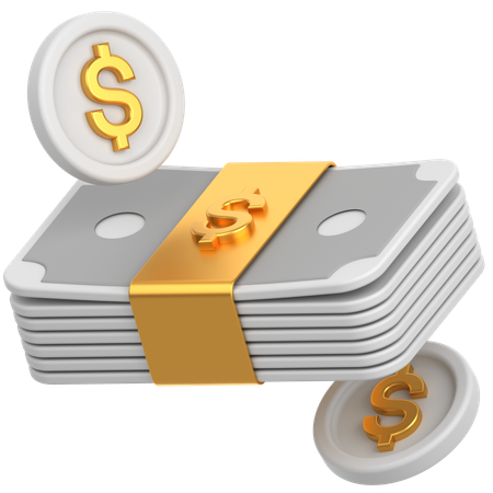 Coin with mony  3D Icon