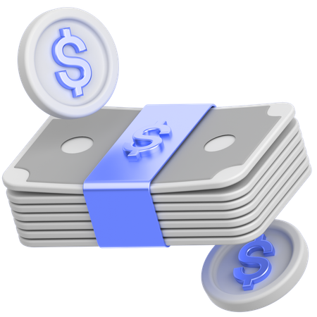 Coin with mony  3D Icon