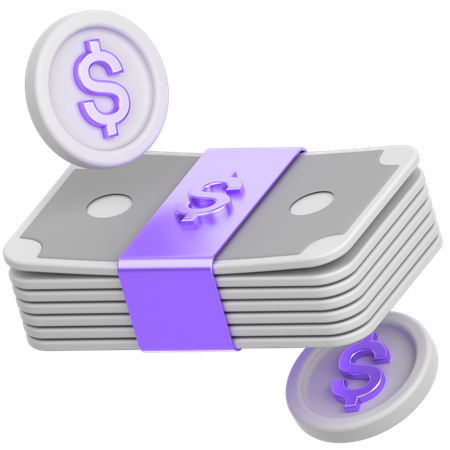 Coin with mony  3D Icon