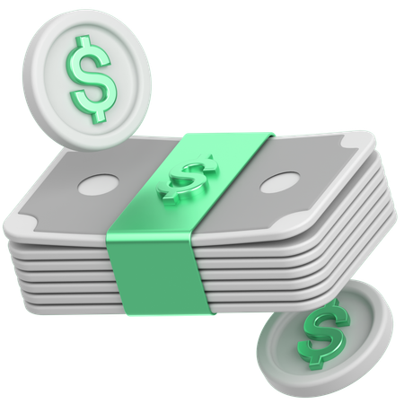 Coin with mony  3D Icon