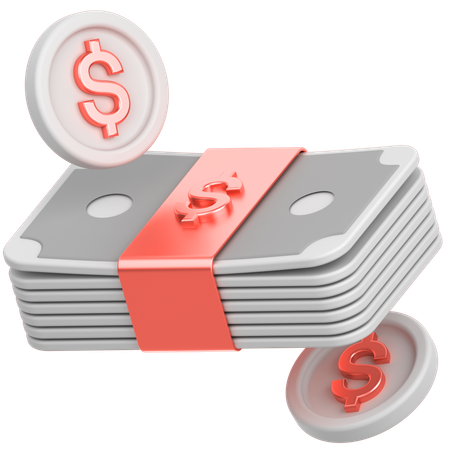 Coin with mony  3D Icon