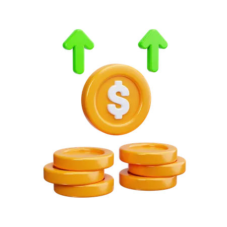Coin With Up Arrow  3D Icon